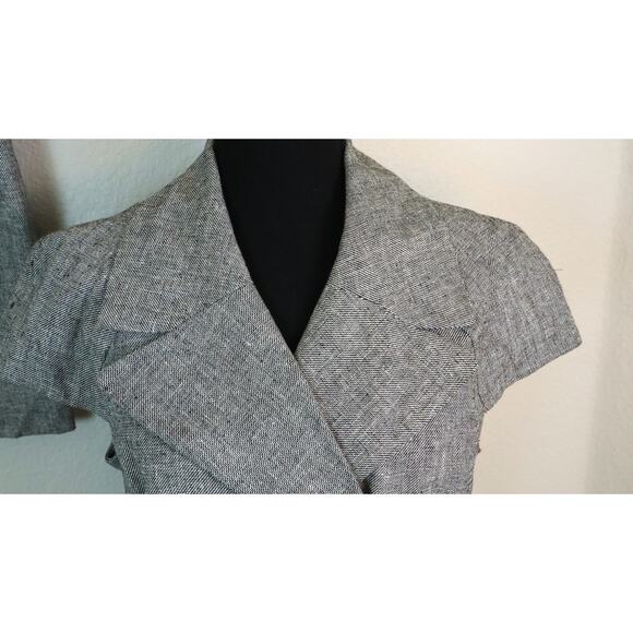 Calvin Klein Gray Skirt Suit LINEN Business Corporate Double Breasted 12 Cap - Picture 4 of 8
